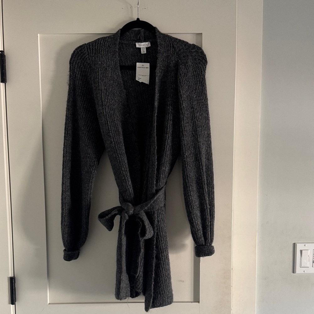 Topshop Charcoal Knit Cardigan